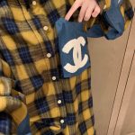 Chanel Shirts Red Eva Brushed Fabric Denim Patch
