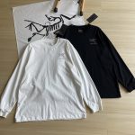 Archaeopteryx Long-Sleeved T-Shirt Black Cotton Combed Street Style Autumn Double Needle Stitching Patch