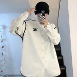 Celine Long-Sleeved Shirt Red Cotton