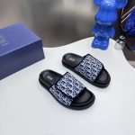 Dior Slippers Red Sheepskin Embroidered Fabric Summer