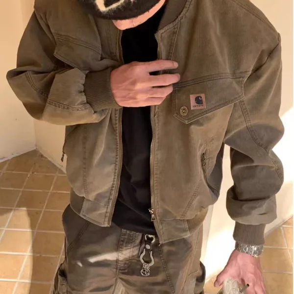 Carhartt Jacket Red Autumn Early Leather Patch
