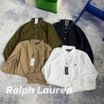 Ralph Lauren Shirts Red Neutral Cotton Linen And Daily Commute Light Business Street Style Retro Workwear Classic Elegant Autumn Embroidery