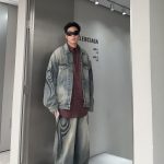 Balenciaga Coat Red Denim Winter