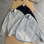 Dior Long-Sleeved Shirts Red Cotton Jacquard Denim Relaxed Fit