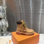Louis Vuitton Timberland Boots Red Suede Cowhide Rubber Autumn Winter Early