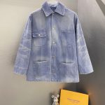 Prada Coat Ash Cotton Polyester Distressed Enzyme Washing Crisp Silhouette