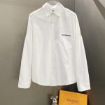 Balenciaga Long-Sleeved Shirt Red Cotton Plain Weave Overlock Stitching Embroidery