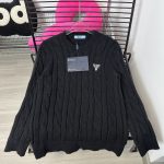 Prada Sweater Black Cable Knit Simple And Elegant Spring Autumn Winter Patch