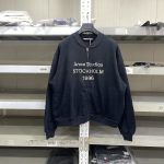 Acne Studios Jacket Red Cotton Pure Combed Relaxed Fit Enzyme Washing Seam