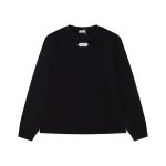Dior Long Sleeves Black Cotton Pure Jacquard Ribbed Fabric Neckline Stitching Embroidery