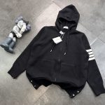 Thom Browne Jacket Brown Wool Blend Relaxed Fit Adjustable Drawstring Spring Autumn