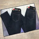 Tommy Cowboy Jeans Red Cotton Leather Patchwork Denim Suitable For All Seasons Slim Fit Embroidery Patch