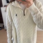 Ralph Lauren Sweater Red Cotton Pure Cable Knit Embroidery