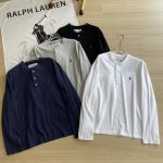 Ralph Lauren Long-Sleeved Shirts Red Cotton Pure Mesh Piqu Embroidery