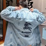 Burberry Outerwear Red Cotton Twill Denim Enzyme Washing Embroidery