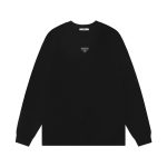 Prada Long-Sleeved T-Shirt Black Cotton Pure Ribbed Fabric