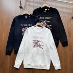 Burberry Sweatshirt Blue Cotton Pure Simple Style Embroidery Heavy