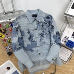 Louis Vuitton Long-Sleeved Shirt Blue Cotton Denim Street Style
