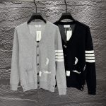 Thom Browne Cardigan Red Wool Feather Jacquard