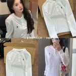 Ralph Lauren Long-Sleeved Shirts Red Cotton Pure Mesh Piqu Embroidery