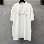 Dior Short-Sleeved T-Shirt White Cotton Xinjiang Ribbed Fabric Autumn Winter