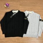 Stone Island Hoodies Red Wool Cable Knit Street Style Embroidery