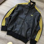 Adidas Outerwear Red Embossed Leather Pu Embroidery