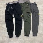 Stone Island Work Pants Green Cotton Pure Fleece