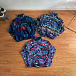 Patagonia Jacket Red Wool Lambswool Nylon Spandex Fleece Fabric Retro Patchwork Ethnic Style Autumn Patch