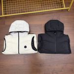 Moncler Coat Red Goose Down Nylon Zippered Pocket