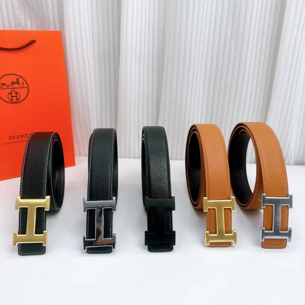 Hermes Leather Belt Red Genuine Top-Grain Cowhide High-Quality Materials Understated And Sophistication