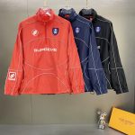 Supreme Coat Red Mesh Embroidery Side Pockets