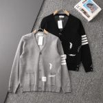 Thom Browne Cardigan Red Wool Feather Jacquard