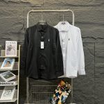 Ralph Lauren Shirt Black Neutral Cotton Satin Classic And Elegant Autumn Embroidery
