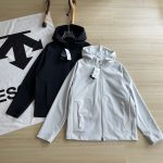 Descente Coat Black Fleece Woven Fabric Spring Autumn