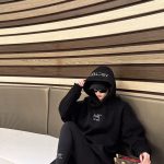 Archaeopteryx Hoodie Black Cotton Pure Double-Sided Fabric Autumn Winter Embroidery Heavy