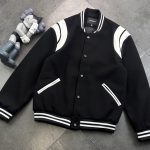 Saint Laurent Jacket Black Wool Nylon Jacquard Street Style Understated Sophistication