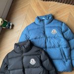 Moncler Outerwear Red Duck Down Nylon Fabric Patch Zippered Pocket