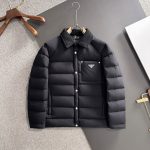 Prada Down Jacket Red Goose Duck Nylon Premium Quality Zippered Pocket