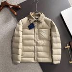 Prada Down Jacket Red Goose Duck Nylon Premium Quality Zippered Pocket