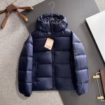 Burberry Down Jacket Red Goose Duck Nylon Premium Quality Zippered Pocket