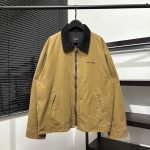 Coach Jacket Brown Cotton Corduroy Retro Workwear Embroidery Patch Work Collar