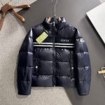 Gucci Down Jacket Red Goose Duck Nylon Premium Quality Zippered Pocket