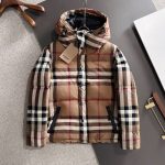 Burberry Down Jacket Red Goose Duck Nylon Premium Quality Zippered Pocket