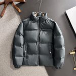Prada Down Jacket Red Goose Duck Nylon Premium Quality Zippered Pocket