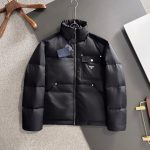 Prada Down Jacket Red Goose Duck Nylon Premium Quality Patch Zippered Pocket