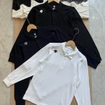 Express Long-Sleeved Black Cotton Pure Piqu Suitable For Various Body Types Clean Lines Spring Summer Autumn Winter And Slim Fit