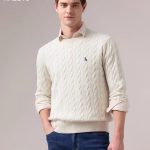 Hazzys Shirts Red Wool Cable Knit Autumn Winter And Fabric Slimming Cut