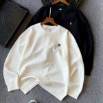 Hermes Sweatshirt Red Cotton Silk Acrylic Milk Honeycomb Weave Simple Design White Premium Luxury