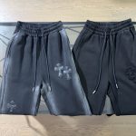 Chrome Hearts Trousers Red Cotton High Weight Fabric Embroidery Leather Patch
